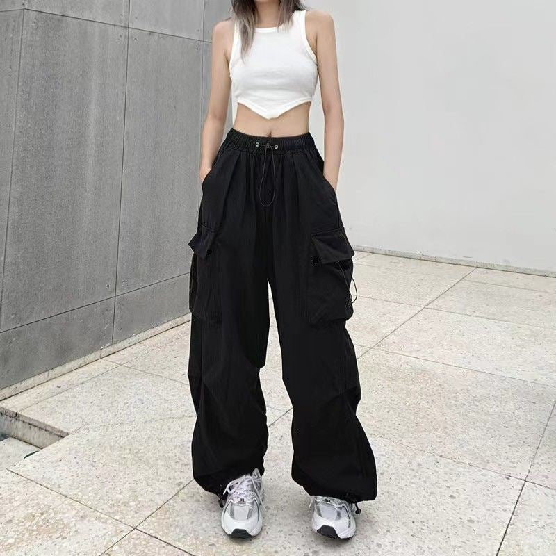 Casual Oversize Solid Low Waist Pants Drawstring Wide Leg Baggy Sweatpants