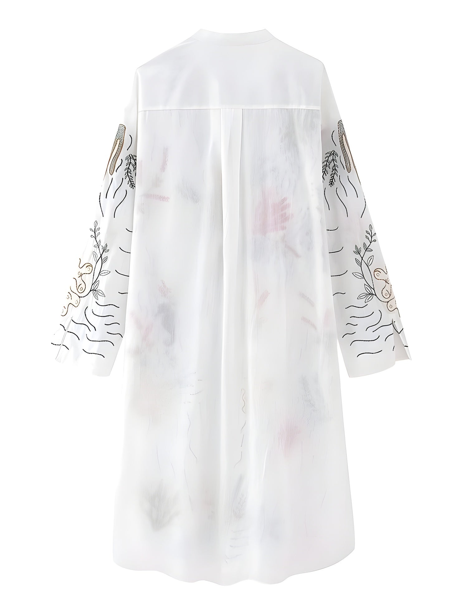 Bohemian Embroidery Midi Shirt Dress