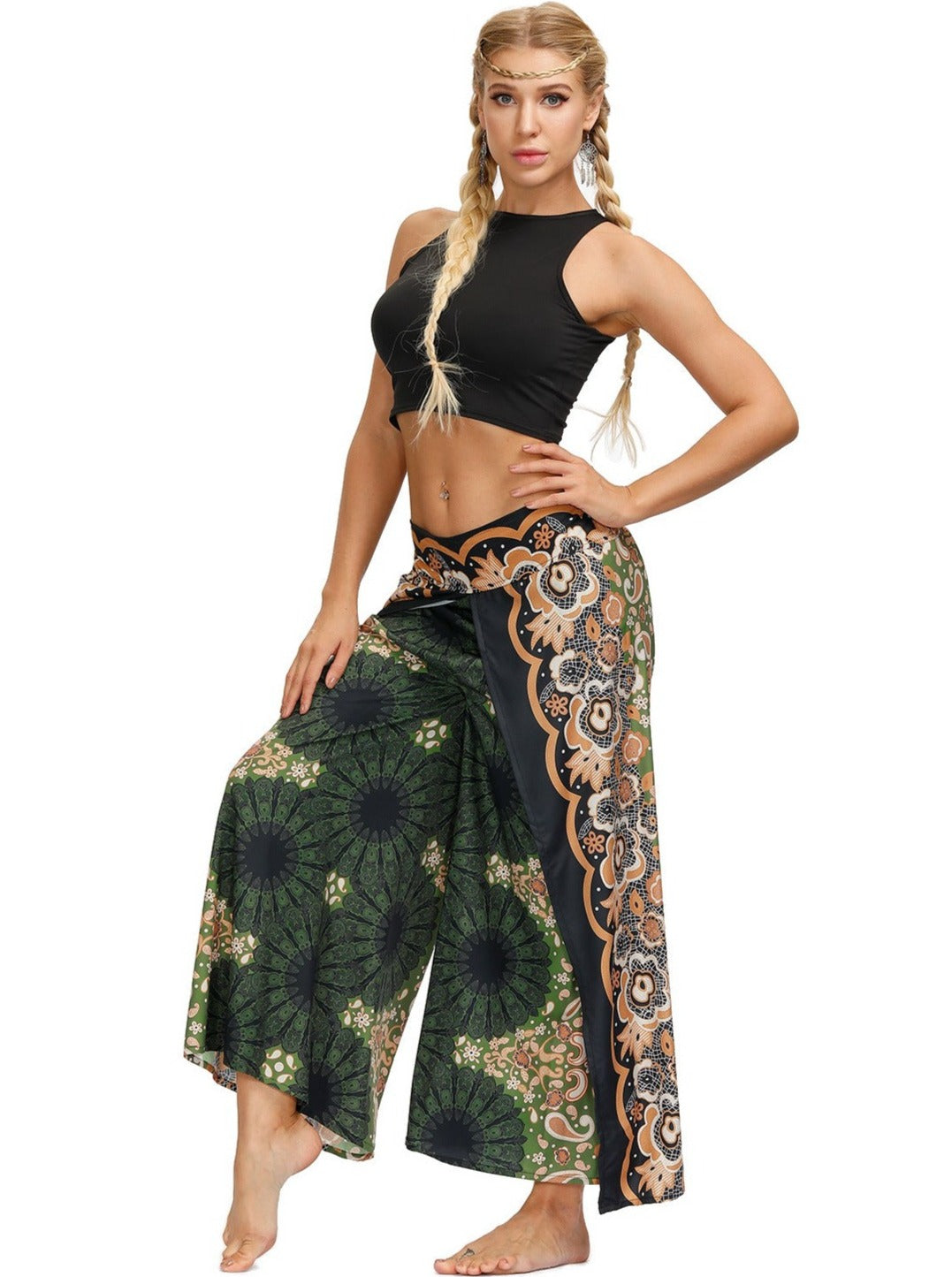 Wide-Leg Digital Printed Yoga Dance Pants