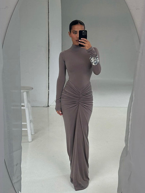 Elegant Long-Sleeve Maxi Dress