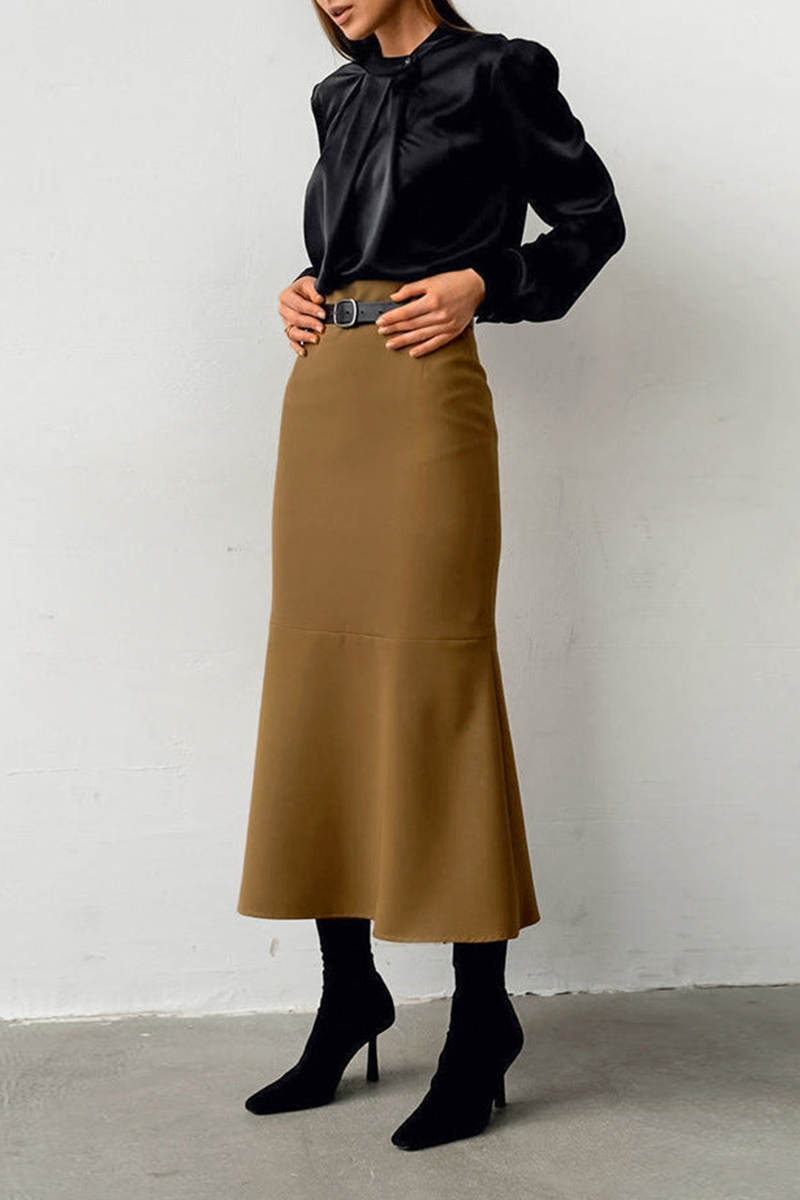 Elegant High-Waisted Midi Skirt