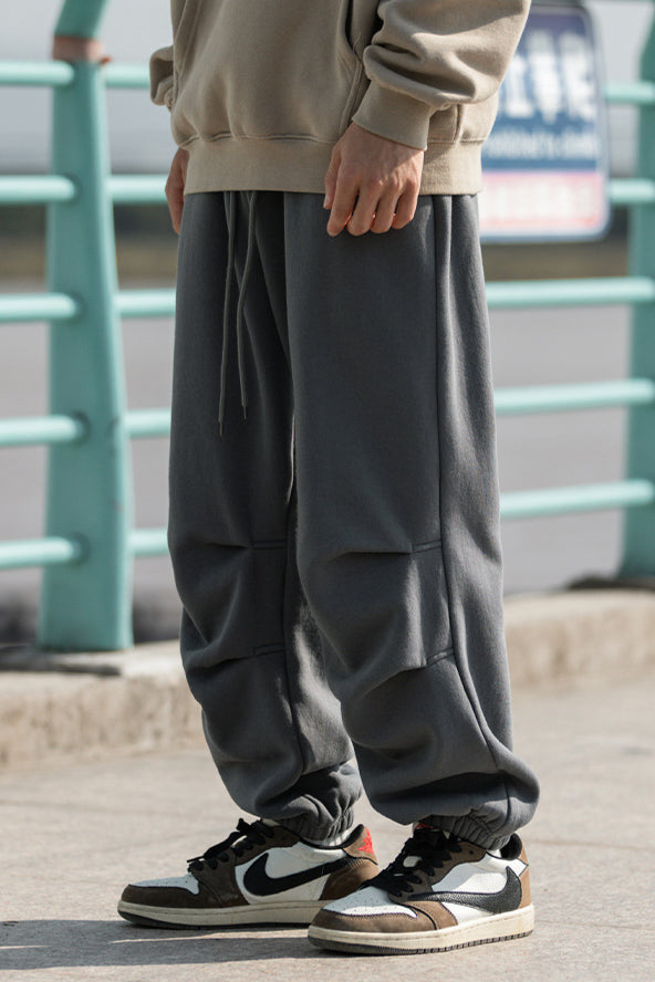 Pantaloni da paracadutista casual larghi con doppie pieghe