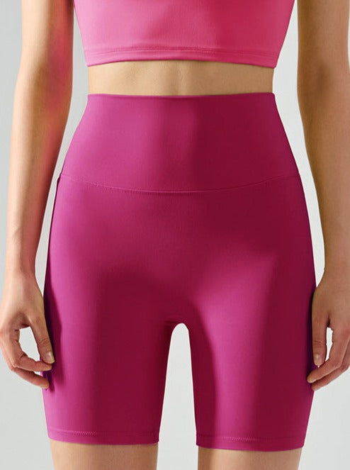 Solid Color Yoga High Waist Elastic Seamless Fitness Shorts