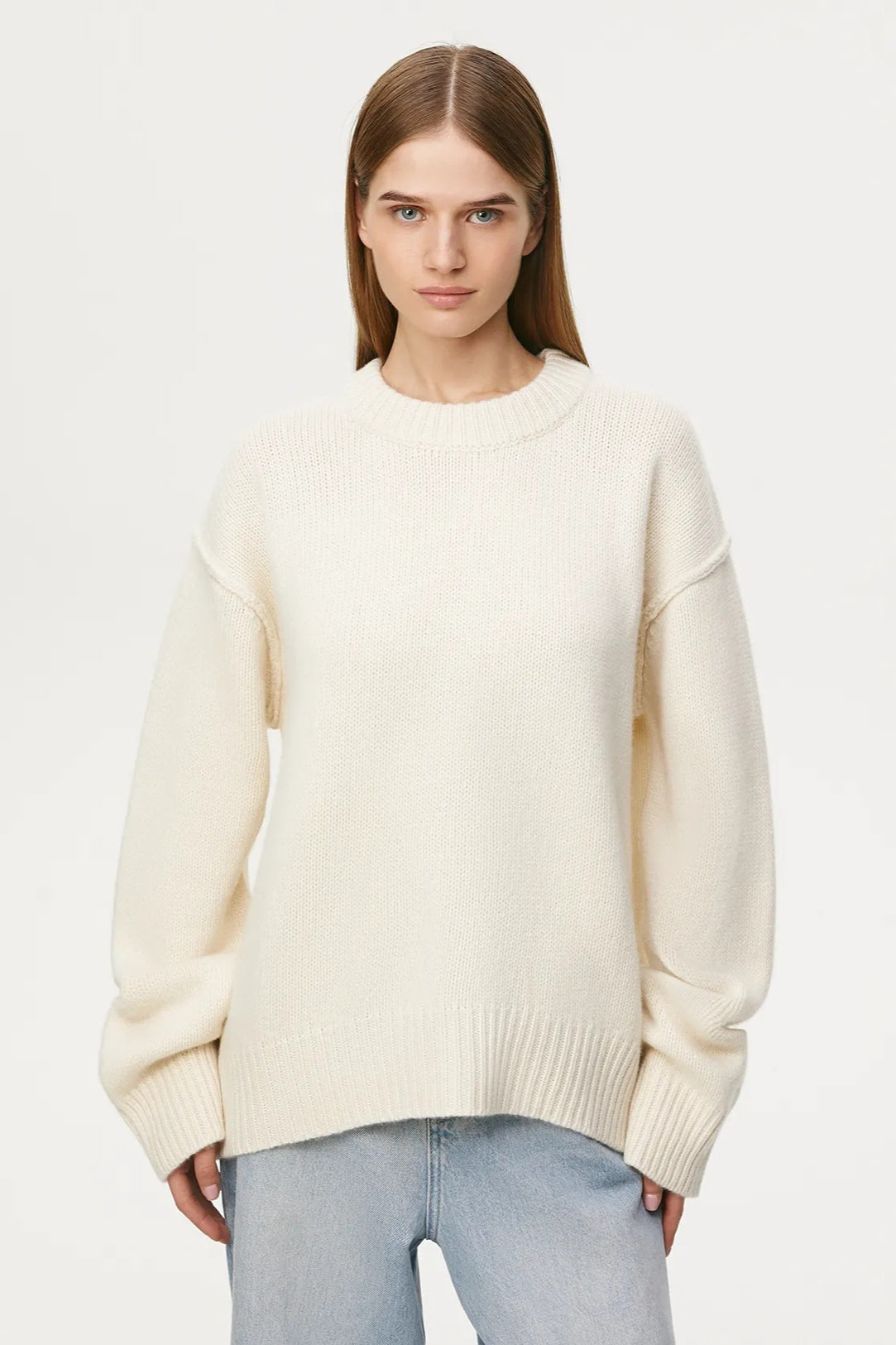 Casual Oversized Cream Pullover