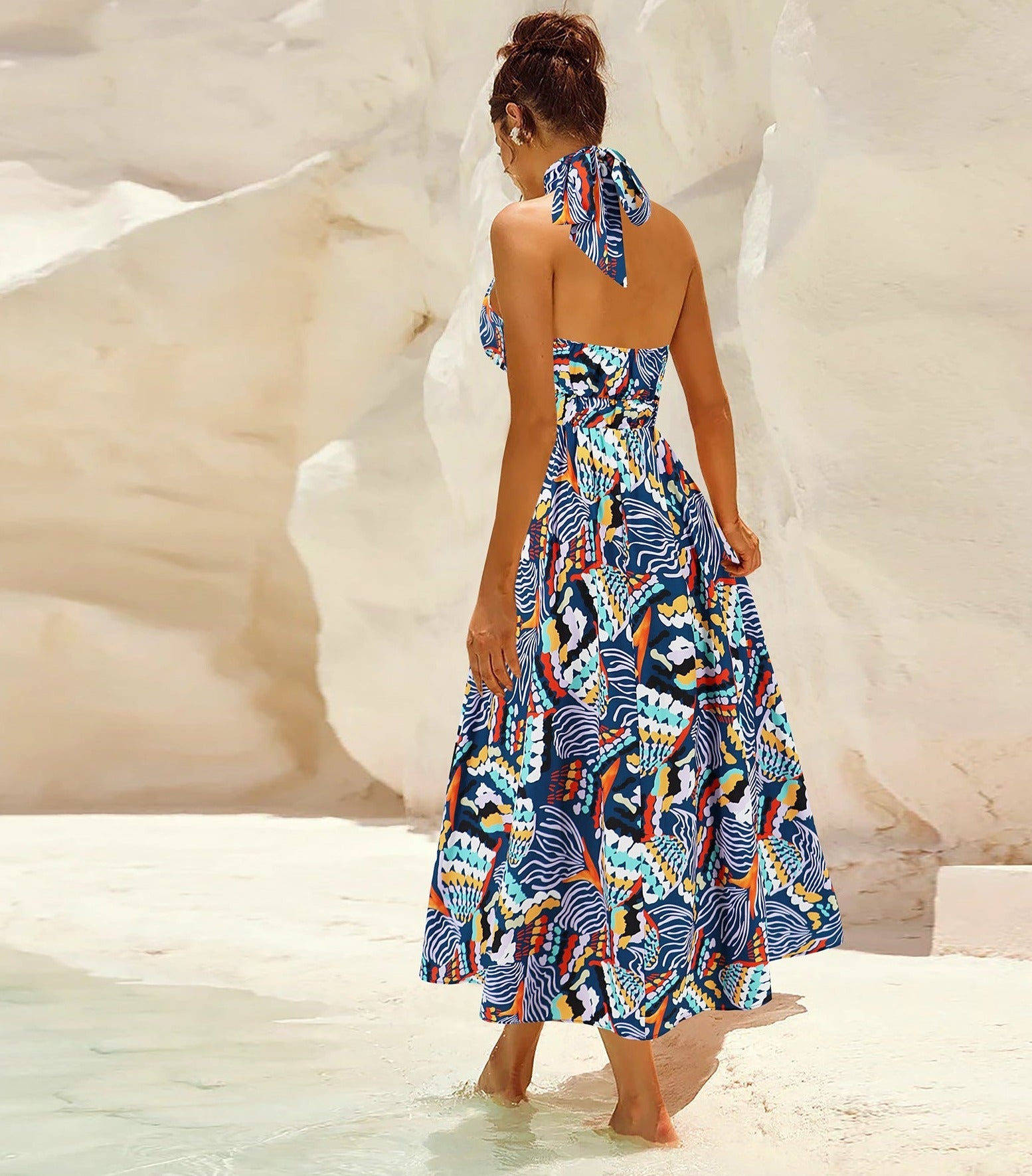 Tropical Print Sleeveless Elegant Sundress