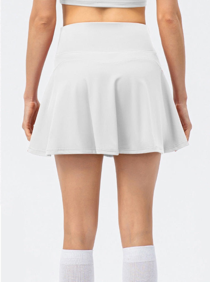 White Running Dance Training Fitness Skirt