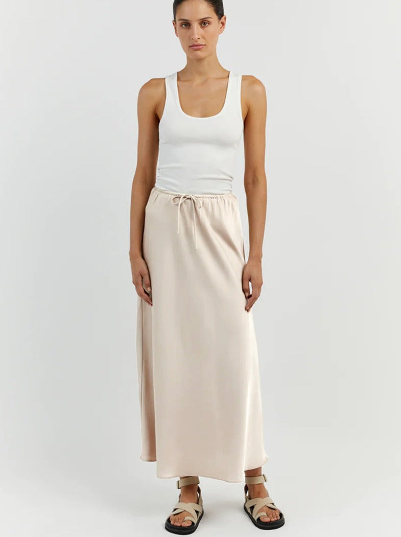 Beige Tie Wait Maxi Skirt