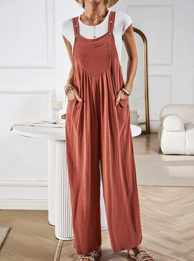 Sleeveless Loose Overalls Wide Leg Jumpsuit