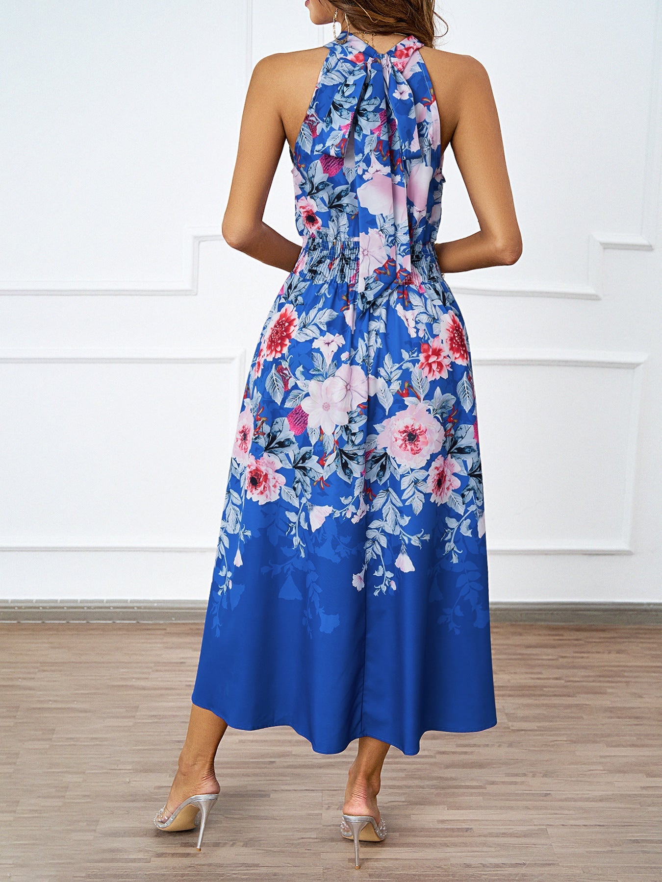 Halter Neck Floral Printed Dress