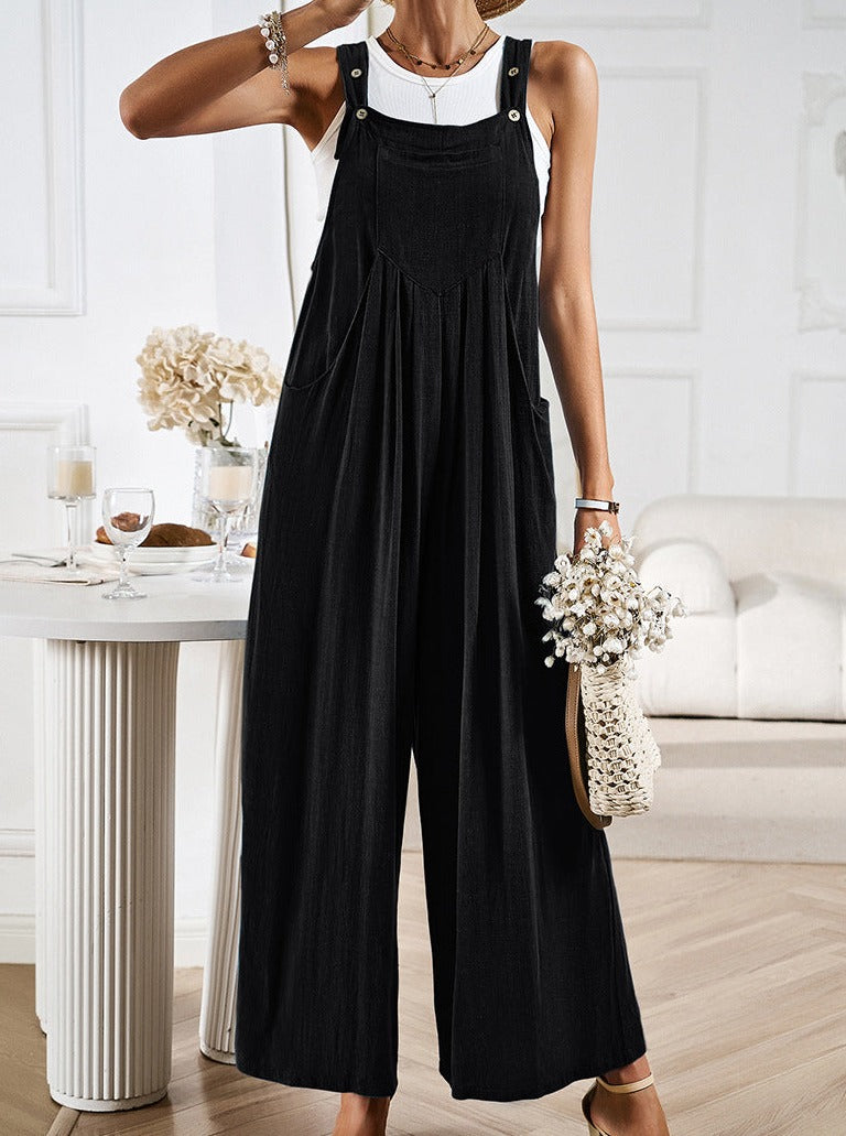 Sleeveless Loose Overalls Wide Leg Jumpsuit