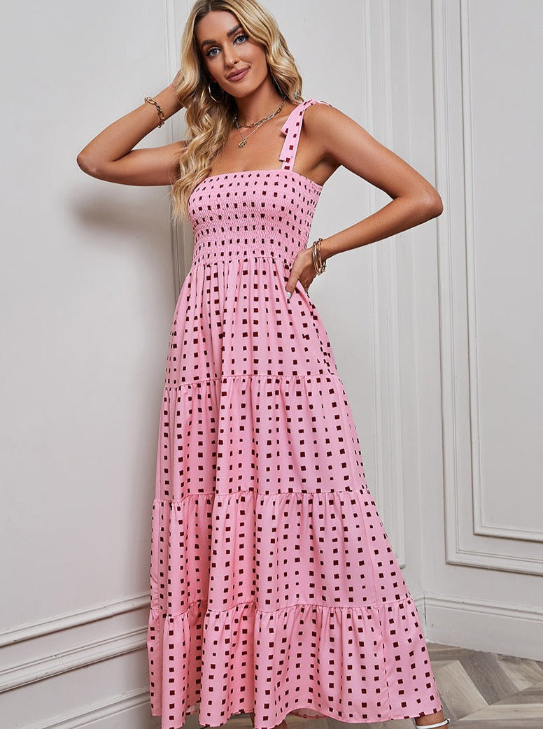 Cute Polka Dots Ribbon Shoulder Dress