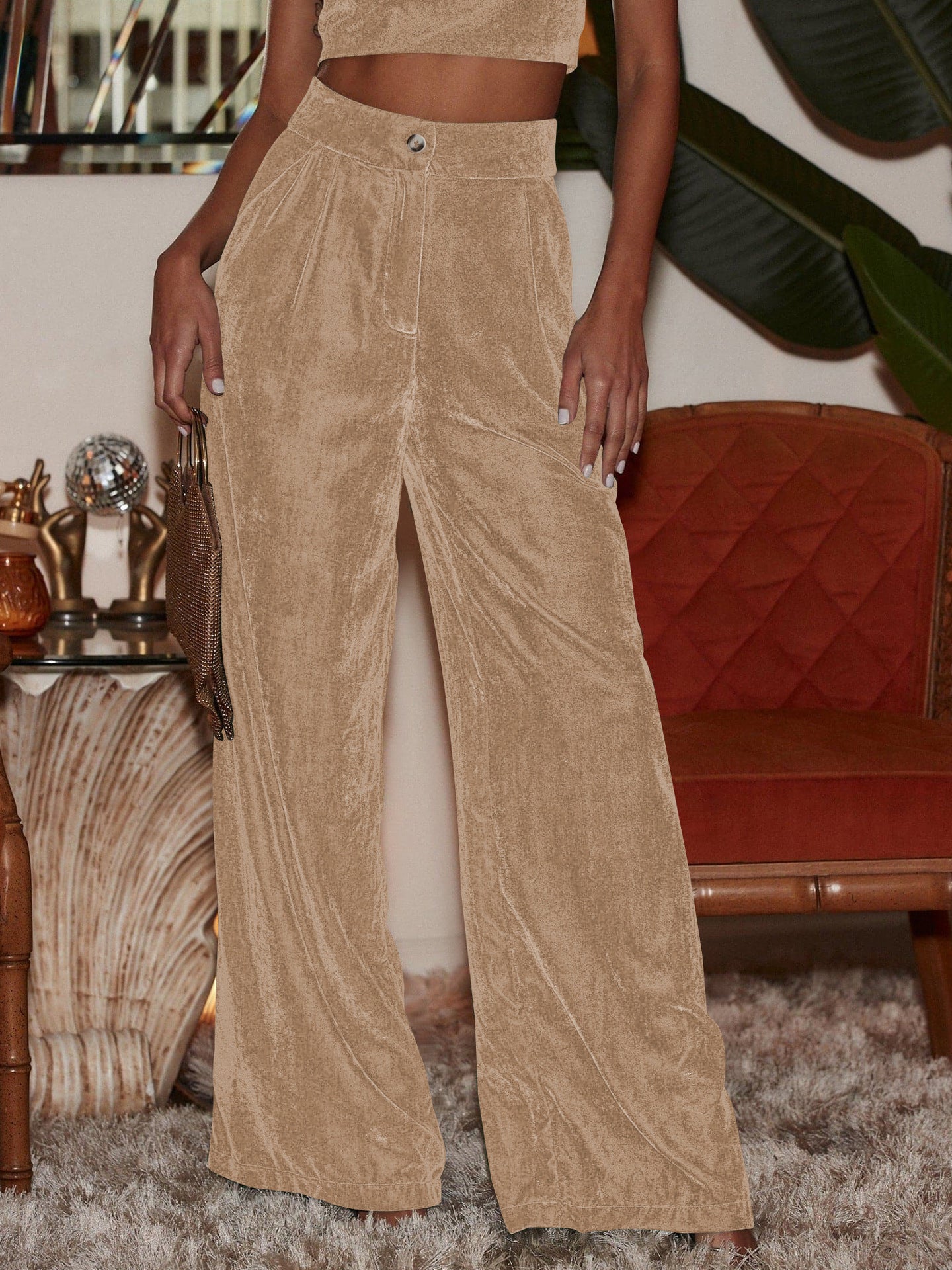 Luxurious High-Waisted Velvet Pants