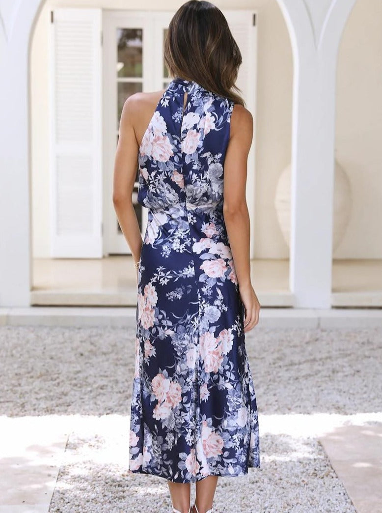 Floral Satin Party Summer Dress