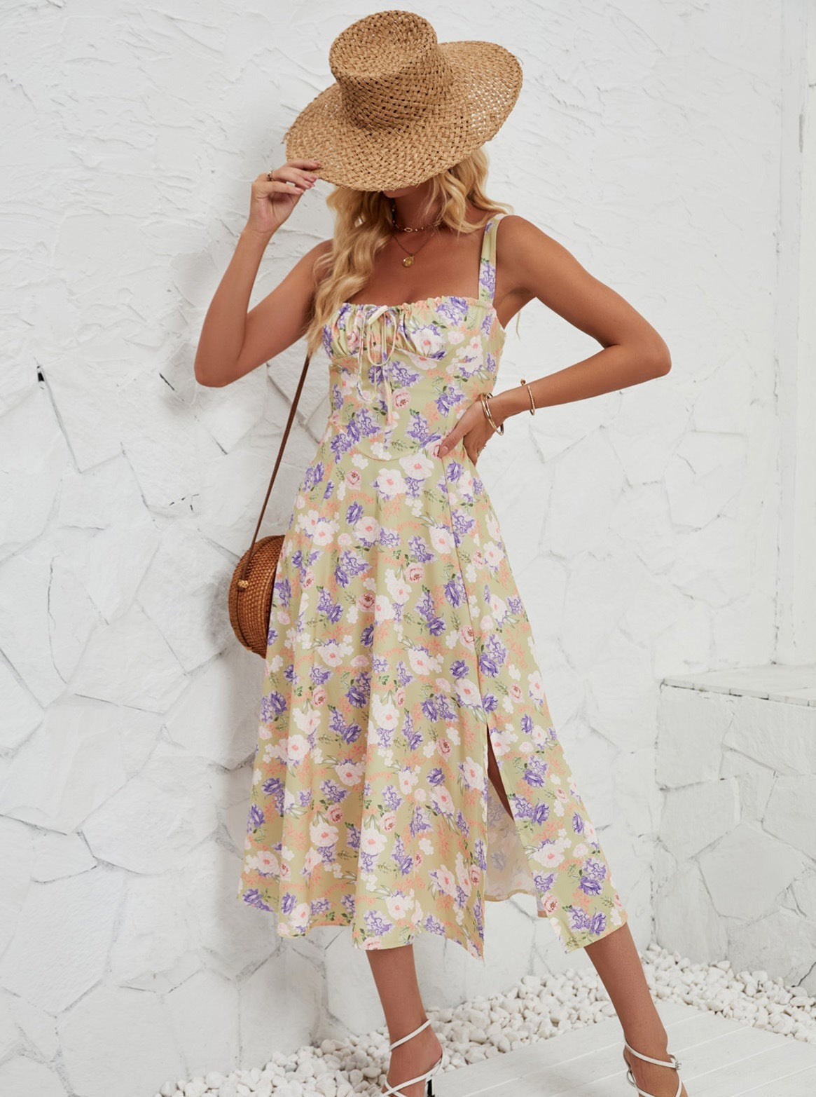 Floral Printed Sleeveless Sun Dress