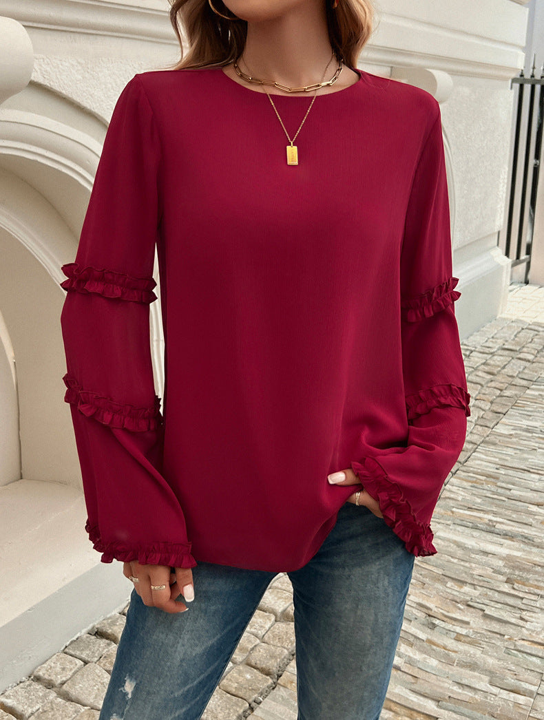 Chic Professional Ruffled Sleeve Blouse