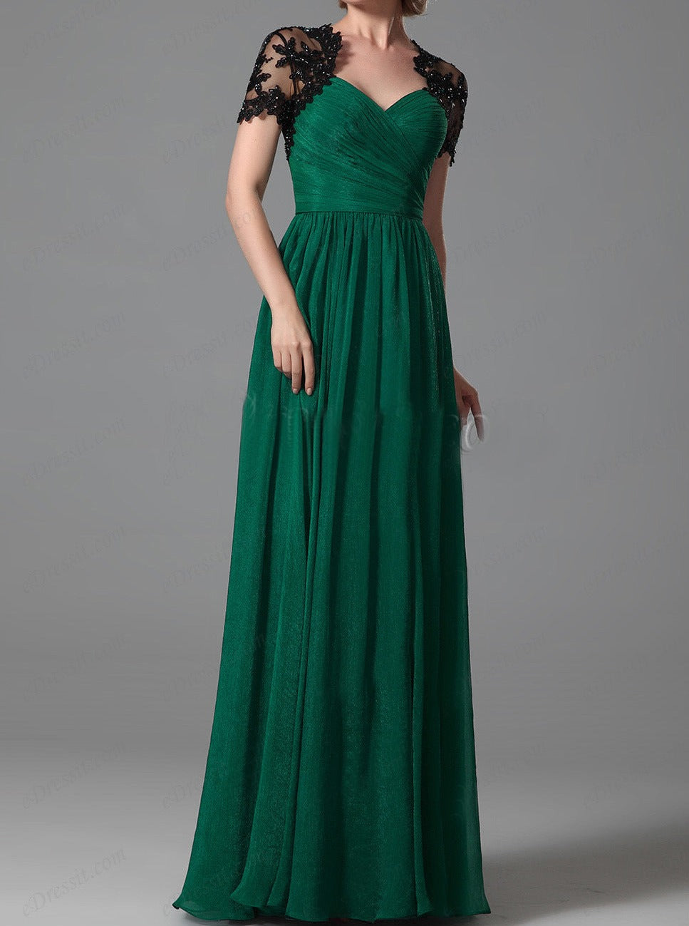 Elegant Green Pleated Party Dress