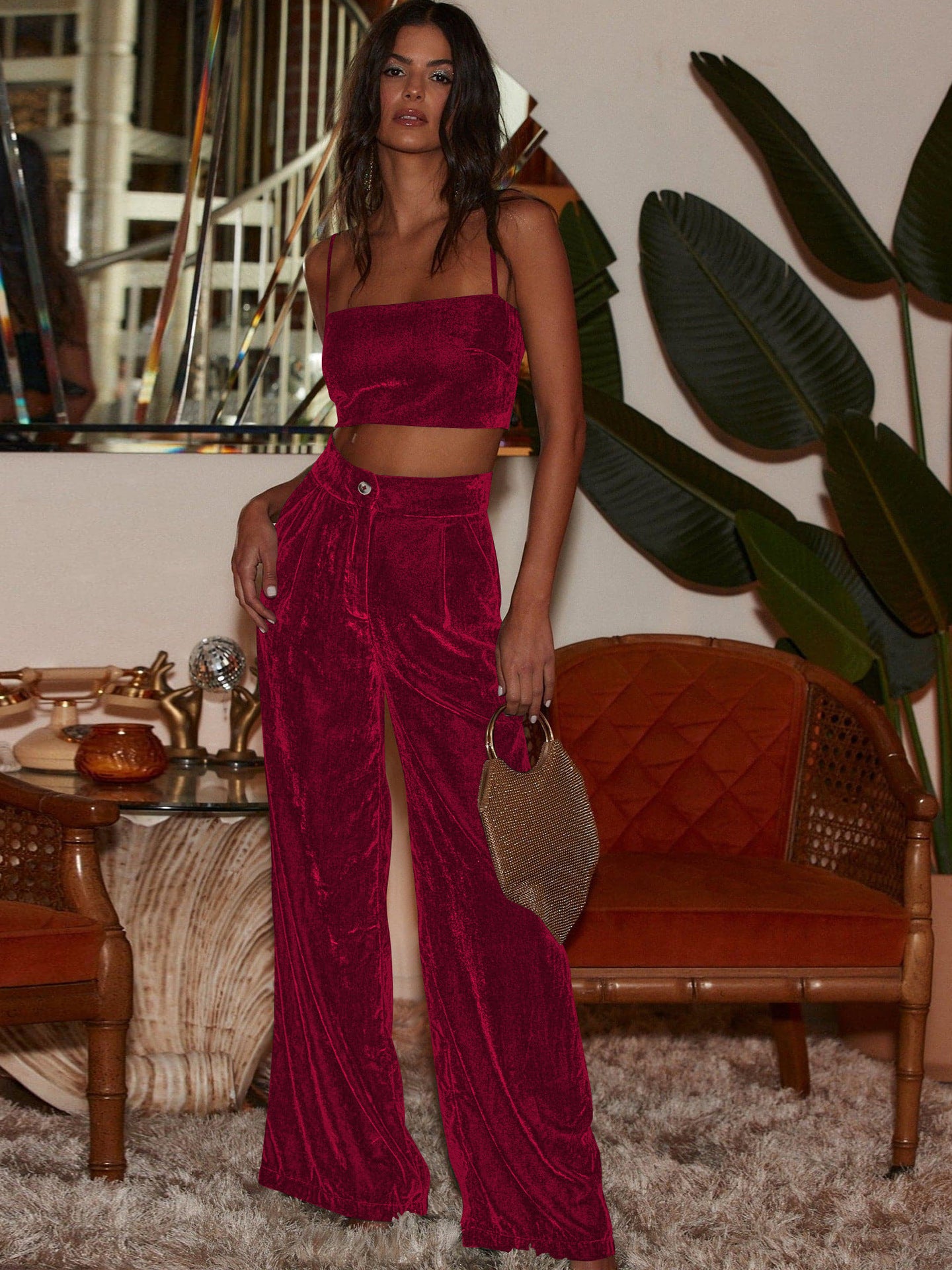 Luxurious High-Waisted Velvet Pants