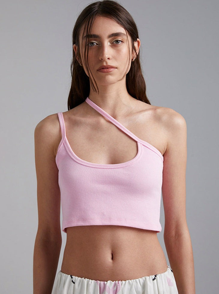 Asymmetric One Shoulder Crop Top