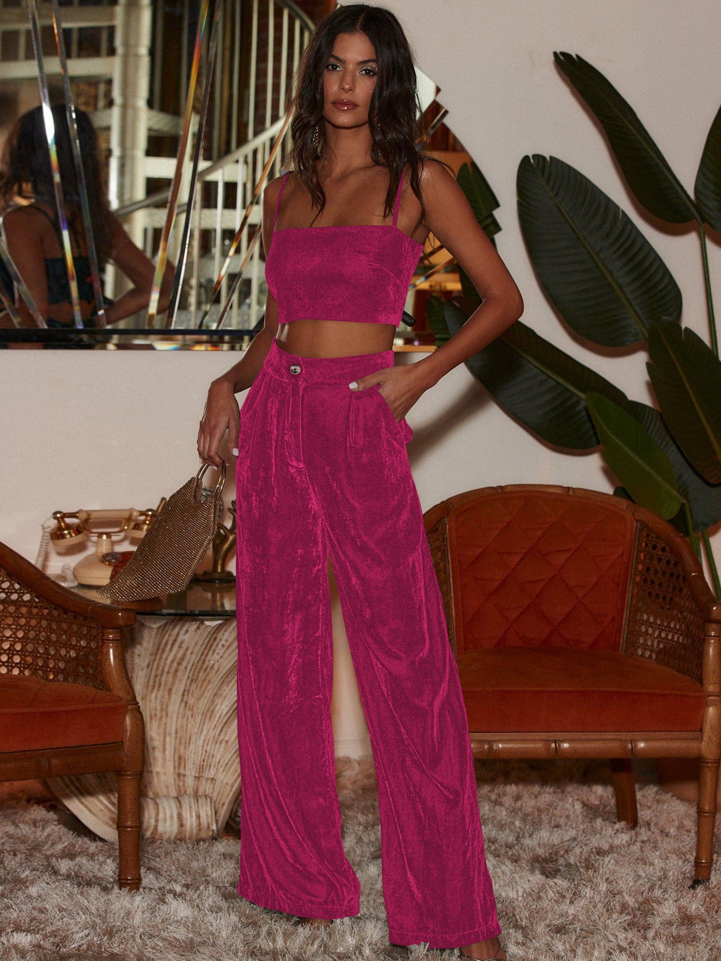 Luxurious High-Waisted Velvet Pants