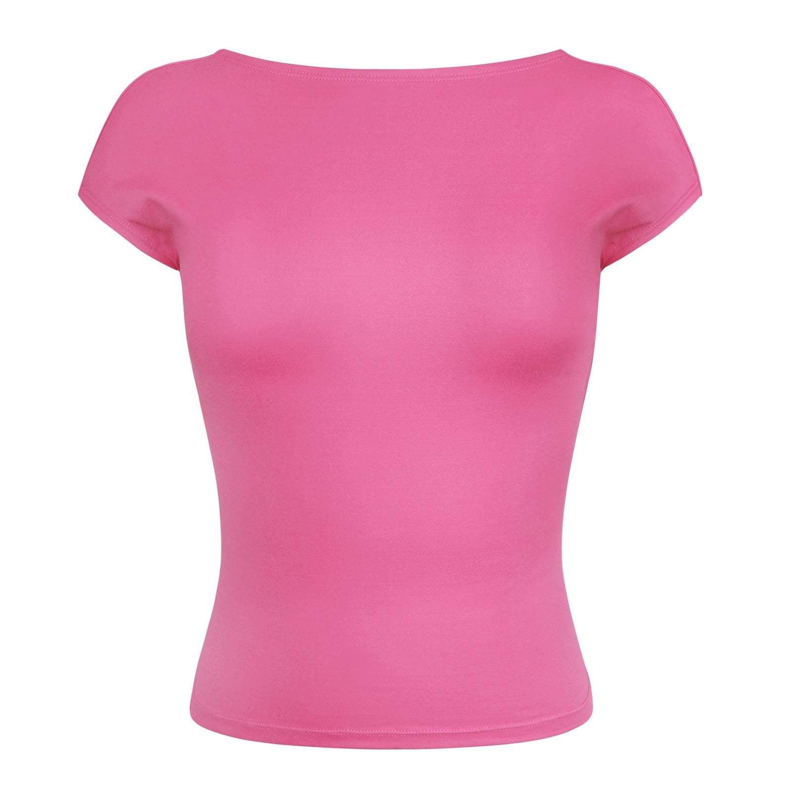 Camicia a maniche corte traspirante aderente e sexy rosa senza schienale