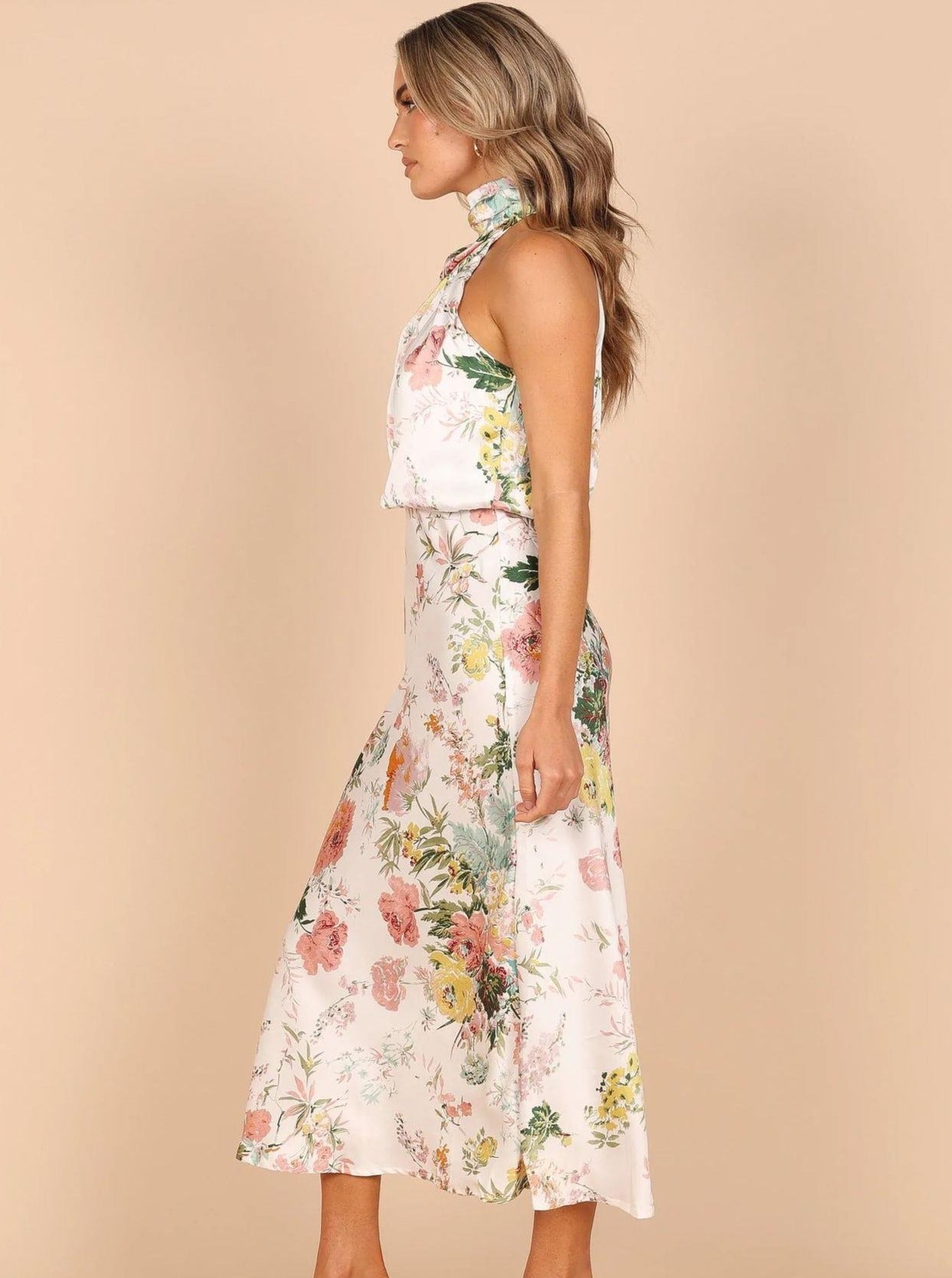 Floral Satin Party Summer Dress