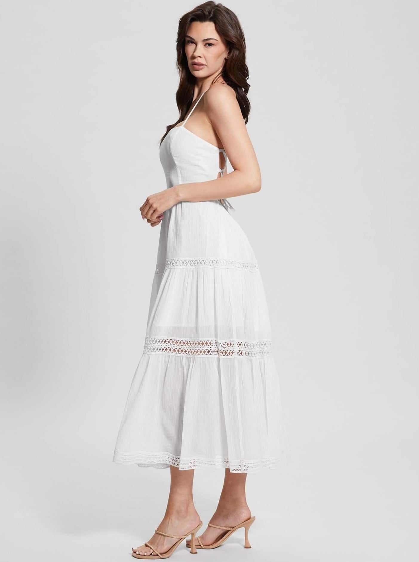 White Elegant Sleeveless Backless Long Dress