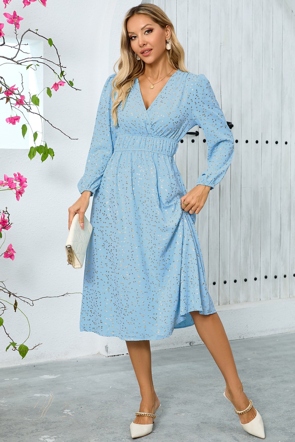 Elegant Long-Sleeve Midi Dress