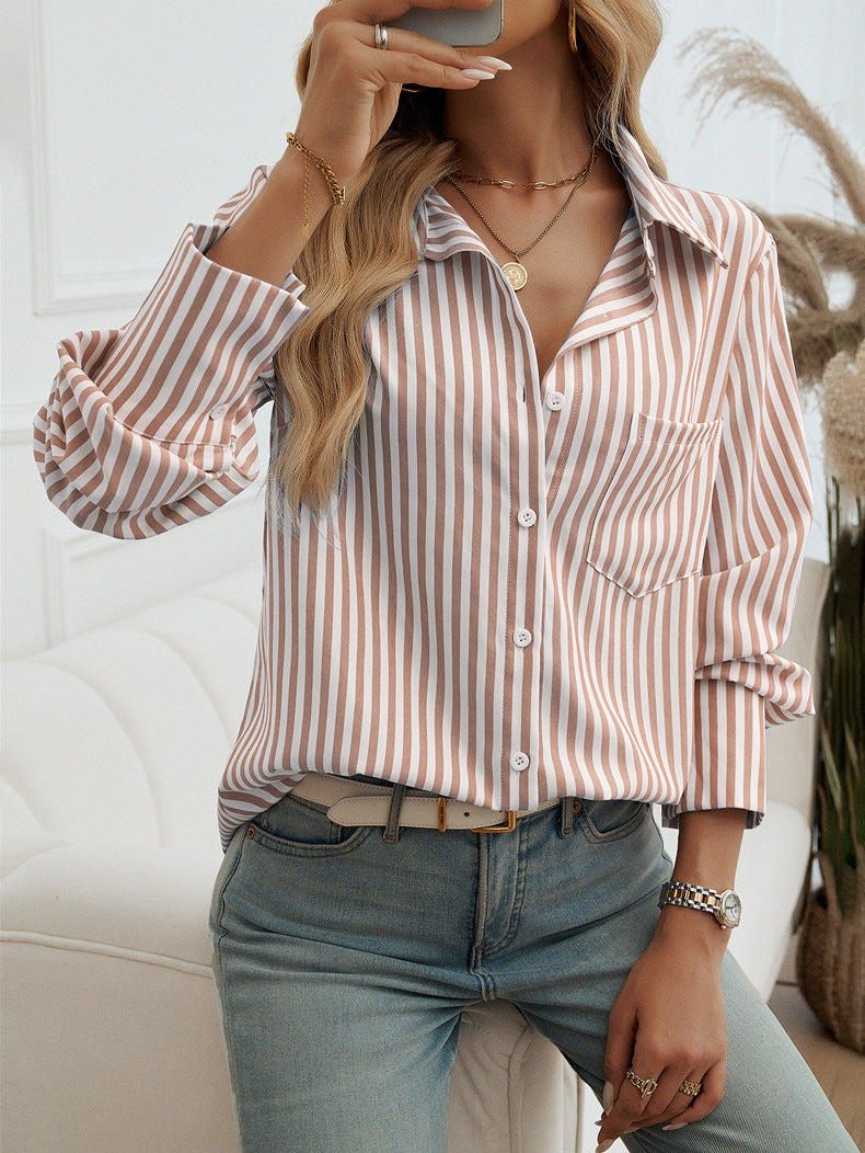 Camicia casual a righe con bottoni