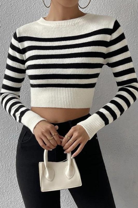 Long Sleeve Stripe Knitted Sweater