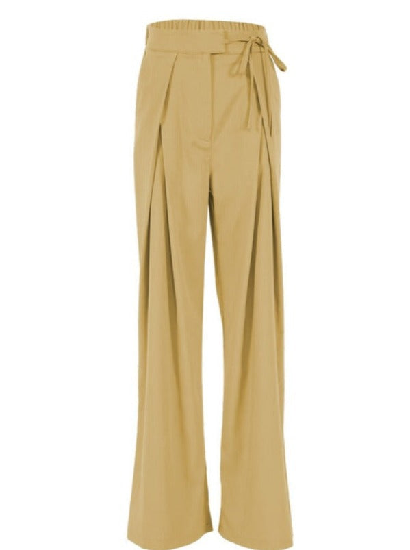 High Waist Tie-Front Wide Leg Long Pants