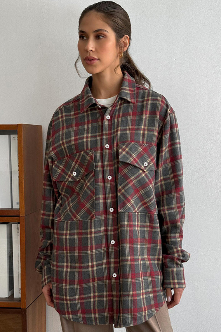 Camicia casual in flanella a quadri oversize