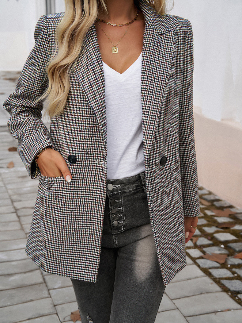 Blazer casual con risvolto e bottoni